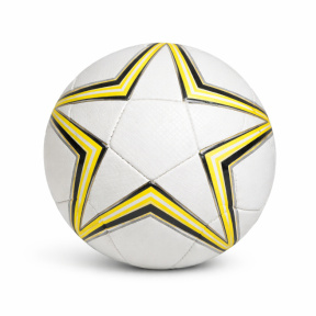 Minge de fotbal 9", albă, cu stea galbenă