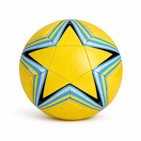 Minge de fotbal 9", galbenă, cu stea albastră