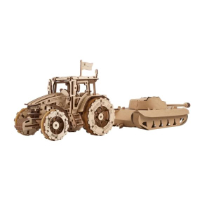 Puzzle 3D din lemn mecanic, Ugears, Model Tractor, 272 piese