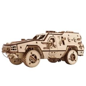 Puzzle 3D din lemn mecanic, Ugears, Vehicul de luptă Dozor-B, 300 piese