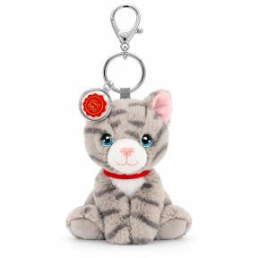 Мягкая игрушка-брелок KeelToys, Щенки и котята, Серый кот