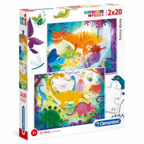 Funny Dinos, 2 puzzle-uri a câte 20 de piese, Clementoni