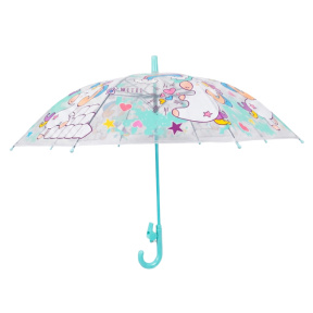 Umbrelă pentru copii, turcoaz, cu unicorni