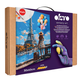 Tablou 3D din plastilină ușoară + tablou pe numere Okto, 30×40 cm, Salutări din Paris