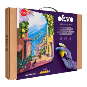 Объемная 3D картина из воздушного пластилина + картина по номерам Okto, 30×40 см, Лимонный уикенд