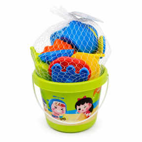 Set de plajă cu găleată și pâlnie, 13 piese, verde