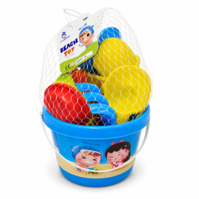 Set de plajă cu găleată și pâlnie, 13 piese, albastru