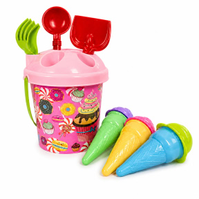 Пляжный набор с ведром «Мороженое», 20 предметов, розовый