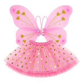 Aripi de fluture + fusta, roz cu auriu