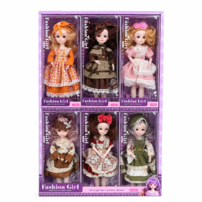Кукла 12" Fashion Girl, подвижная, 6 шт., ассорти