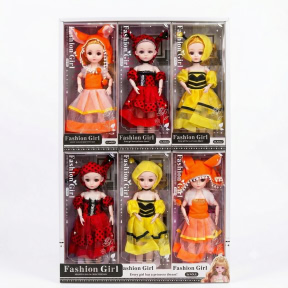 Кукла 12" Fashion Girl, подвижная, 6 шт., ассорти