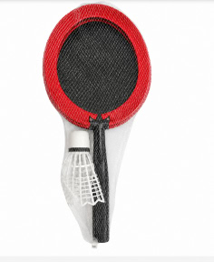 Set de badminton din material textil, in plasa, rosu