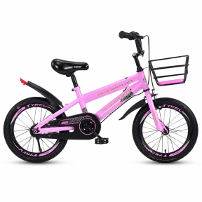 Bicicleta 16", cu 4 roti, roz
