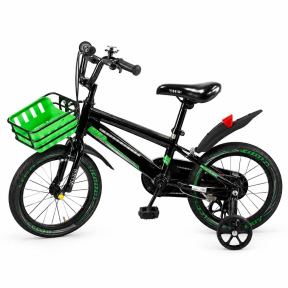 Bicicleta 16", cu 4 roti, verde