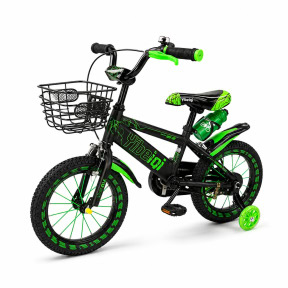 Bicicleta 14 inch, cu 4 roti, verde,