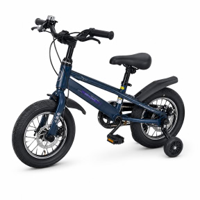 Bicicleta 14 inch, cu 4 roti, albastra