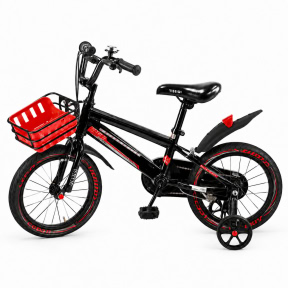 Bicicleta 16", cu 4 roti, rosie