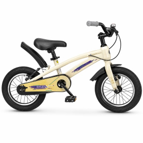 Bicicleta 14 inch, cu 4 roti, alba
