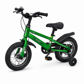 Bicicleta 16 inch, cu 4 roti, verde