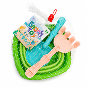 Set de plajă cu găleată pliabilă, 3 piese, verde