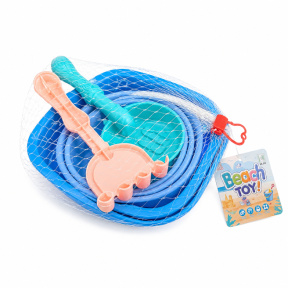 Set de plajă cu găleată pliabilă, 3 piese, albastru