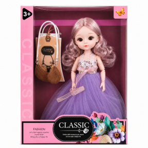 Păpușă 29 cm cu geantă, violet