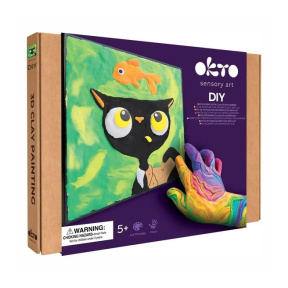 Объемная 3D картина из воздушного пластилина Okto, 29×29 см, Черный кот