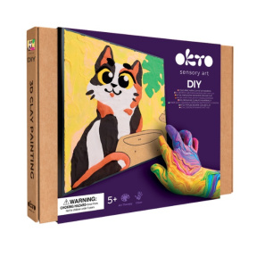 Объемная 3D картина из воздушного пластилина Okto, 29×29 см, Веселый кот