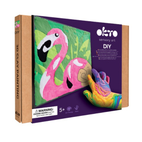 Объемная 3D картина из воздушного пластилина Okto, 29×29 см, Розовый фламинго