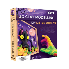 Объемная 3D картина из воздушного пластилина Okto, 21×21 см, Little Worlds "Кот привидение"