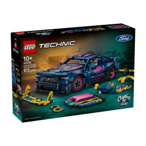 Constructor LEGO Technic Masina Ford Mustang GT in garaj personalizat