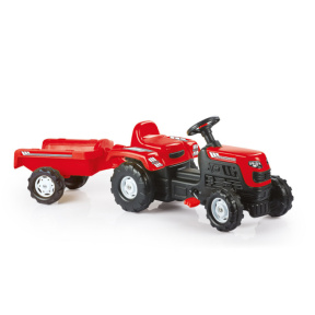 Tractor cu pedale cu remorcă, roșu