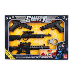 Set de 4 pistoale de jucărie cu efect de scântei și cătușe