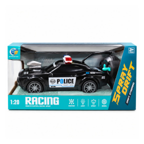 Mașină de poliție RC 1:20 cu baterie litiu, USB și funcție spray