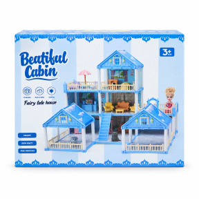Casă de păpuși tip vilă cu mobilier