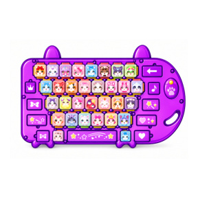 Tastatură de jucărie, 15 taste, 13 clickere luminoase, roz