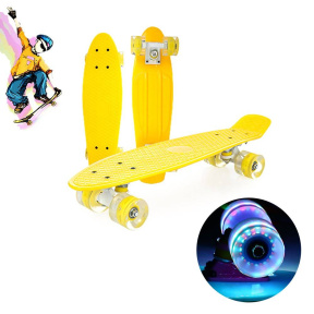 Penny board cu lumina (galben)